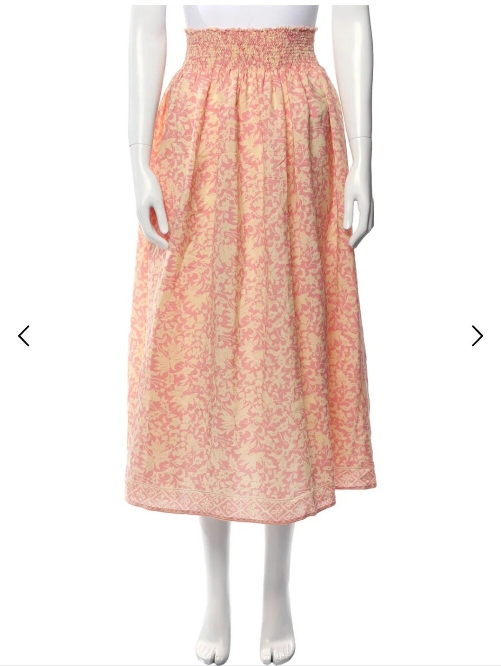Natalie Martin Pink and Cream Midi Skirt